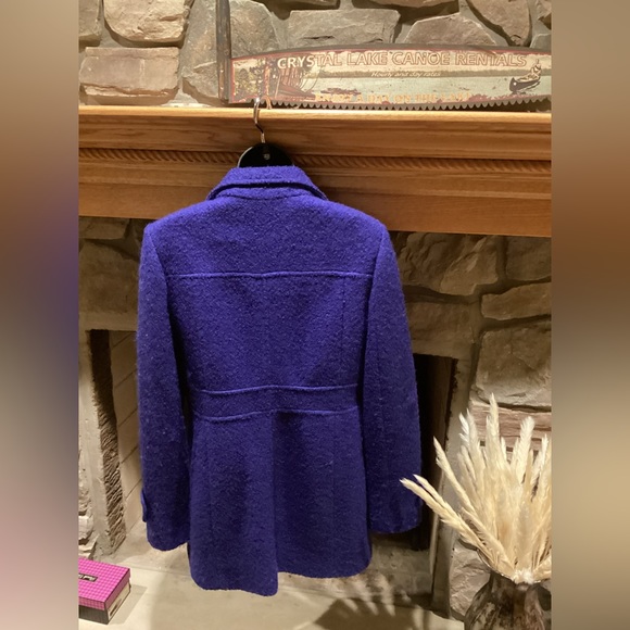 Kenneth Cole NEW York  Blue Textured Wool Button Up Coat Peacoat Size 8 - Picture 7 of 14